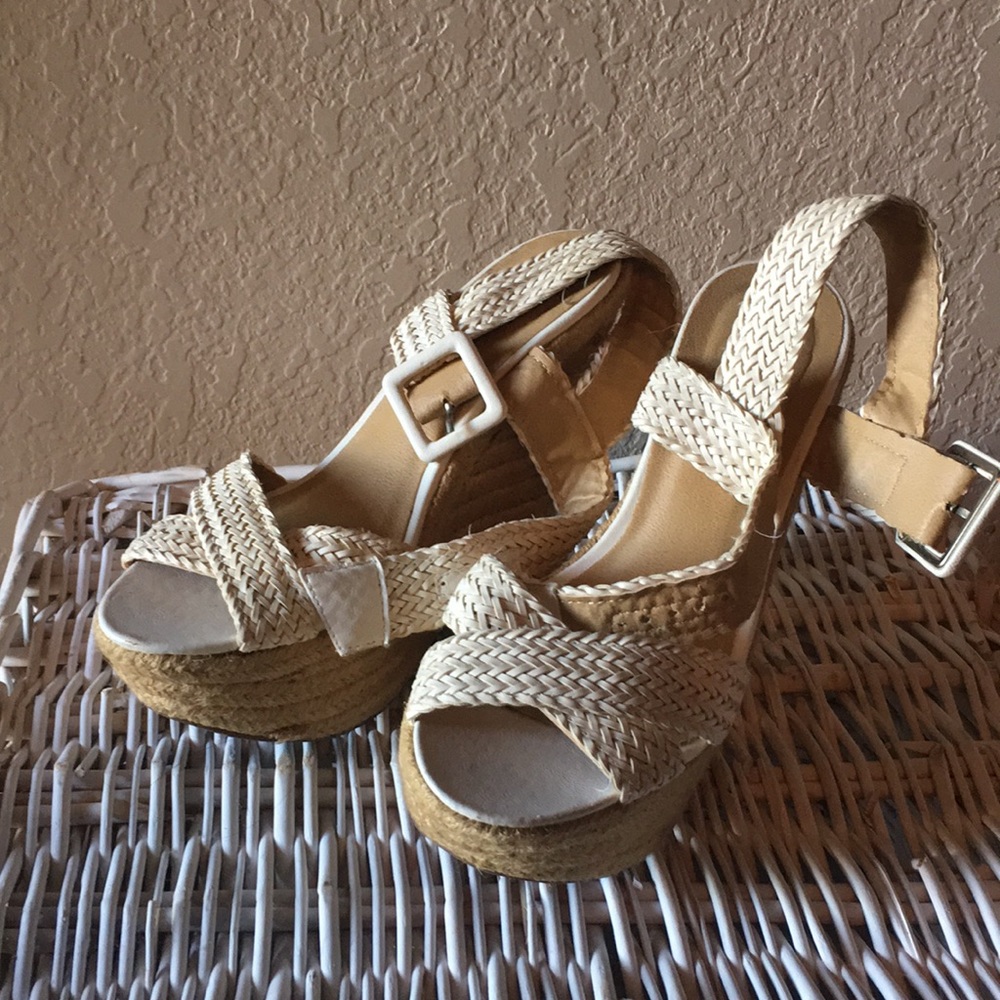 Wedge cream heels